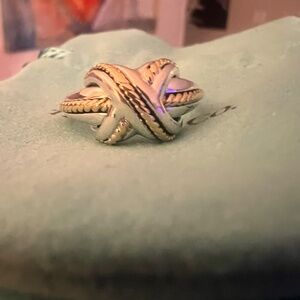 Tiffany & Co. Vintage Crossover X Ring Sterling Silver & 18K Gold Size 7.25